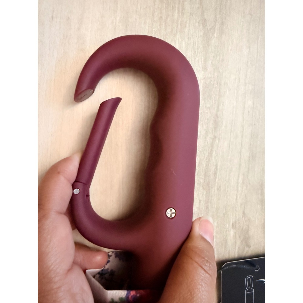 Nine West Carabiner Handle Umbrella Compact 44in Canopy Floral Pink Burgundy NWT - Picture 2 of 11